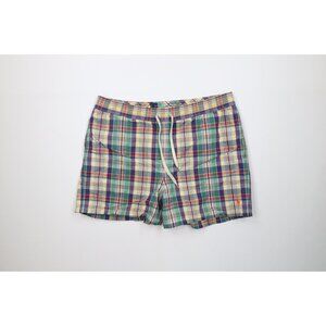 Vintage 90s Ralph Lauren Mens Large Faded India Madras Plaid Lined Shorts Trunks